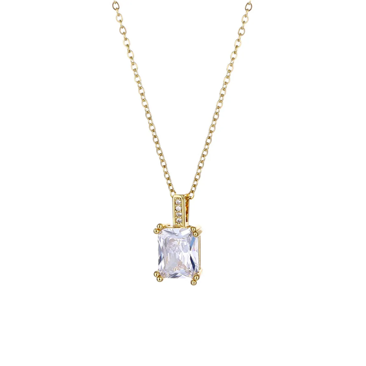 Princess-Cut Crystal & Cubic Zirconia 18K Gold-Plated Pendant Necklace