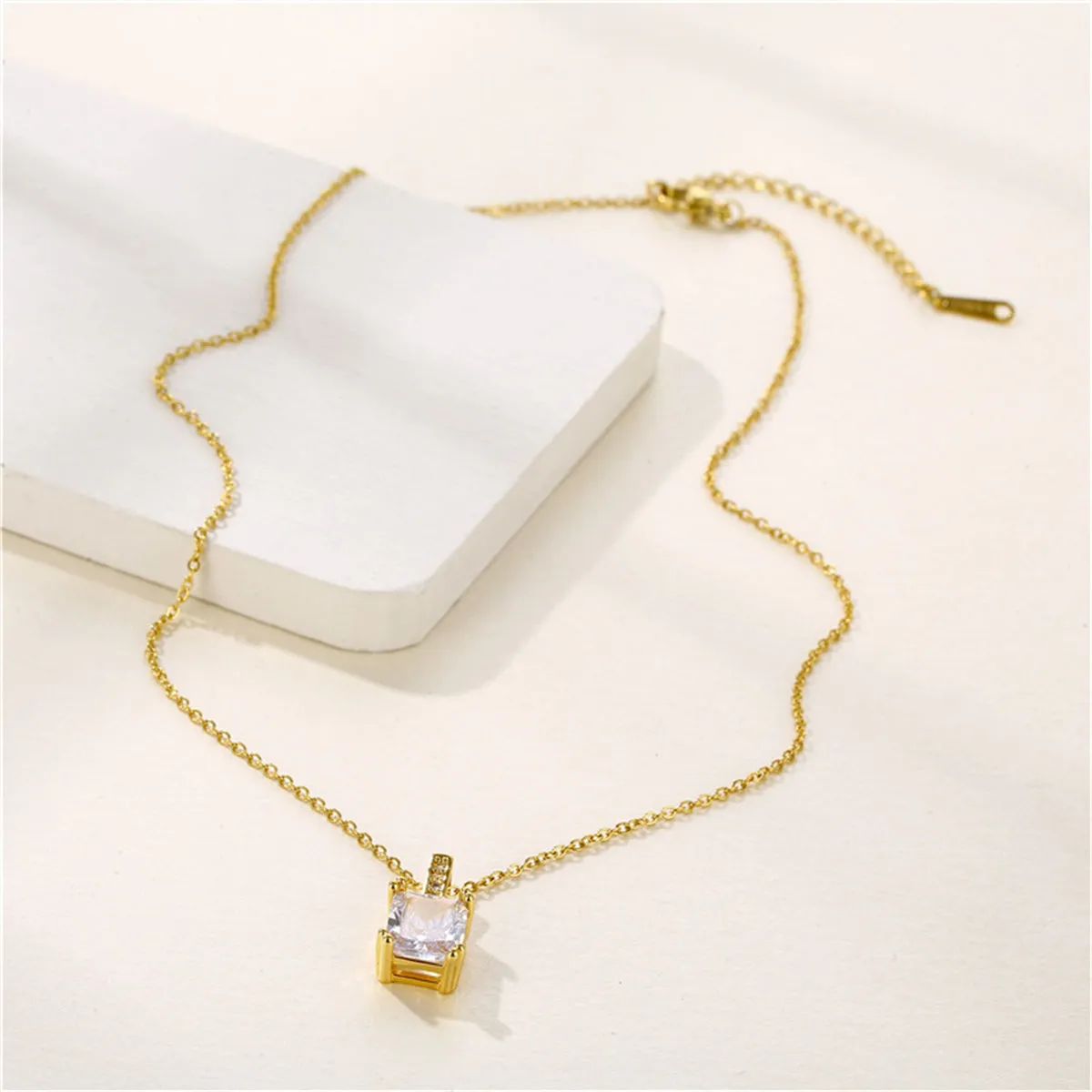 Princess-Cut Crystal & Cubic Zirconia 18K Gold-Plated Pendant Necklace