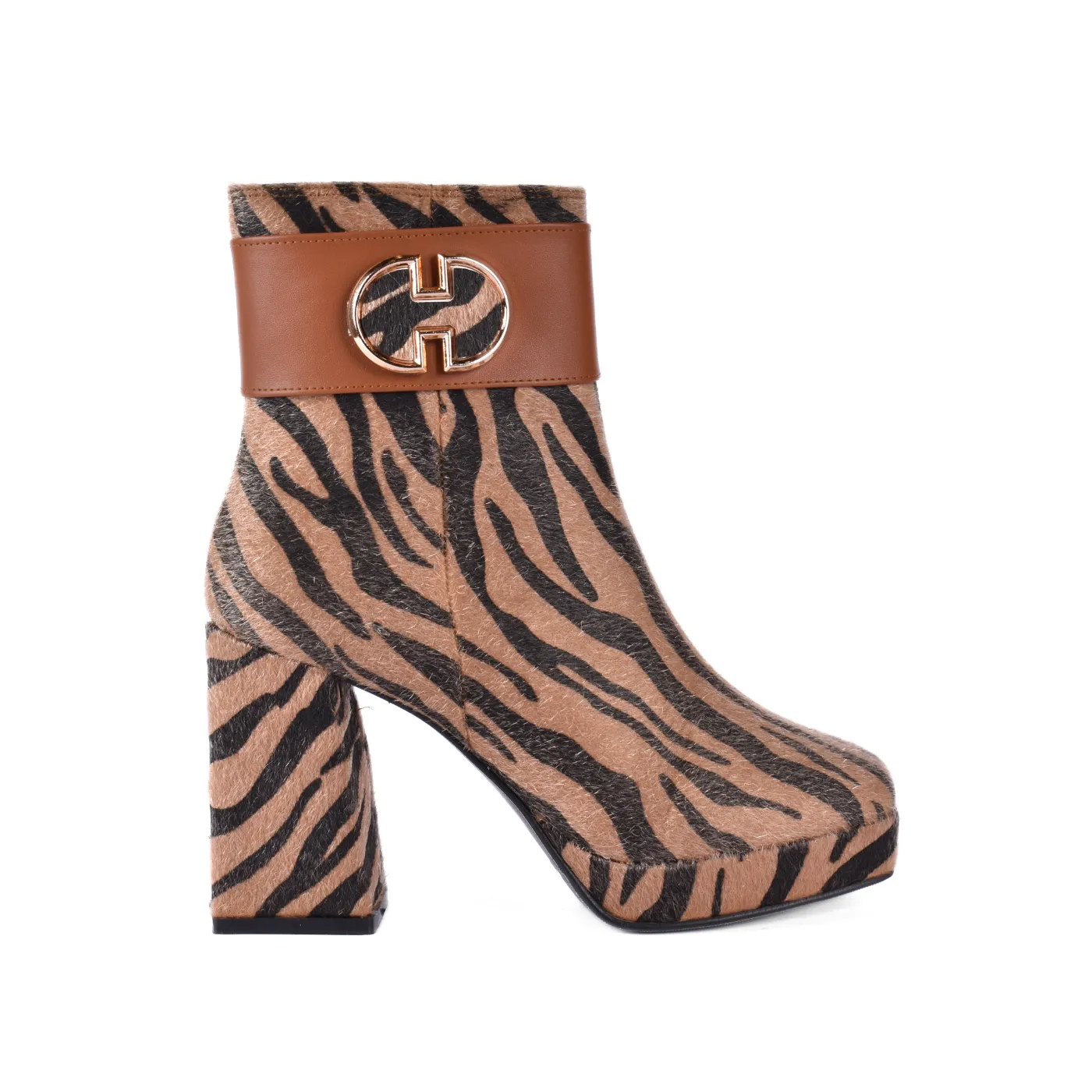 Printed Ankle Boots With Zipper