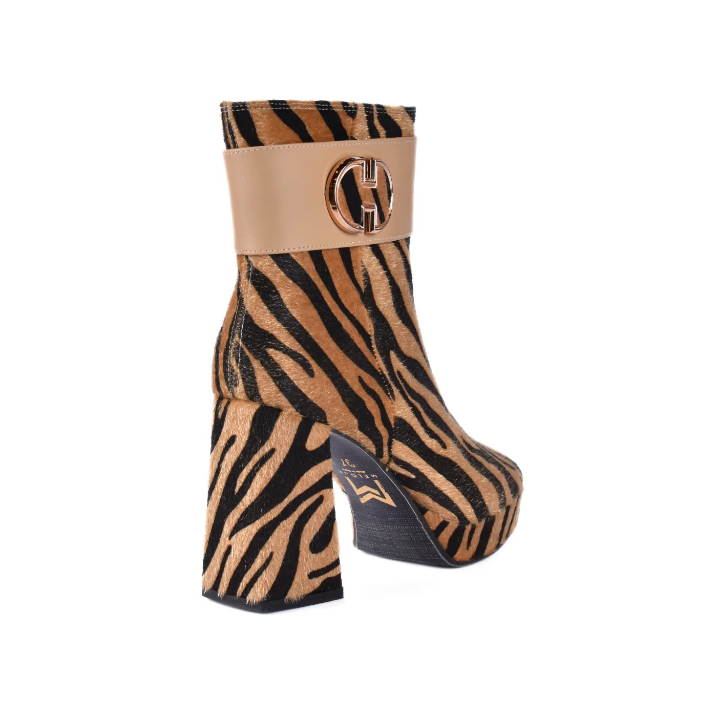 Printed Ankle Boots With Zipper