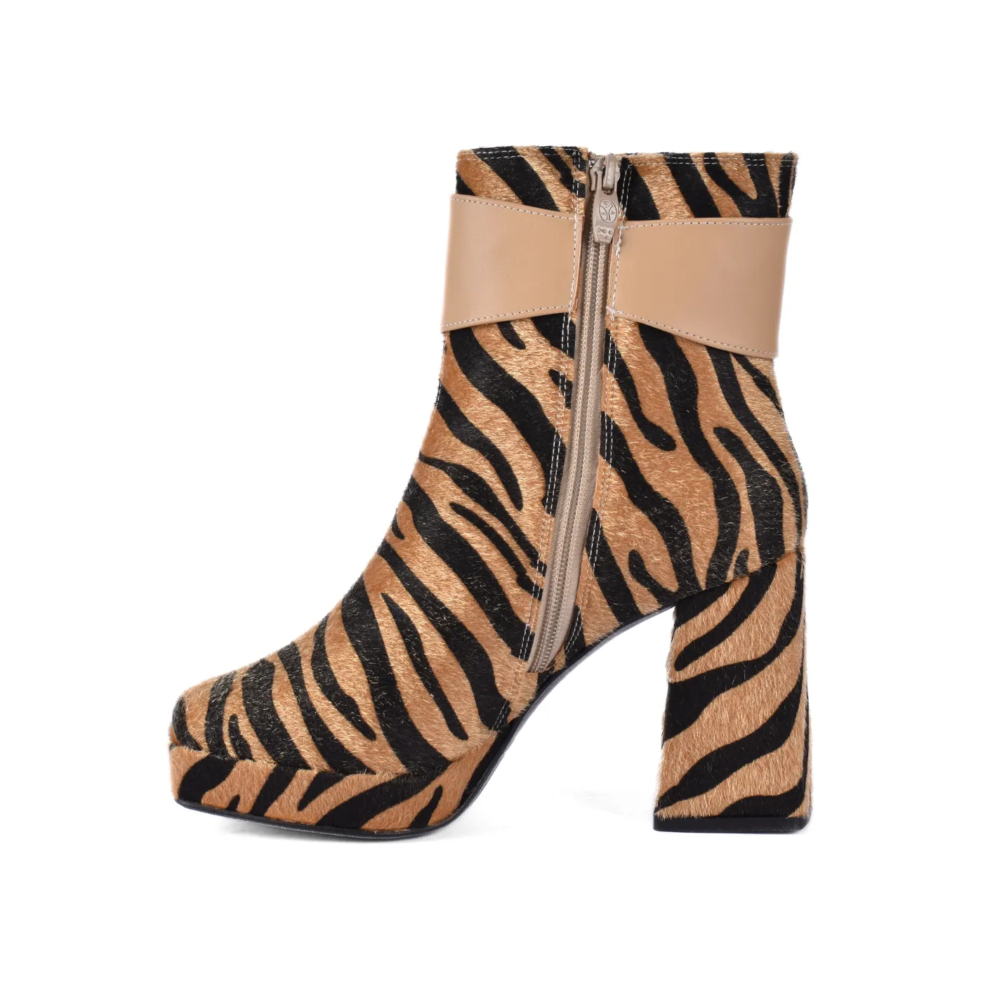 Printed Ankle Boots With Zipper