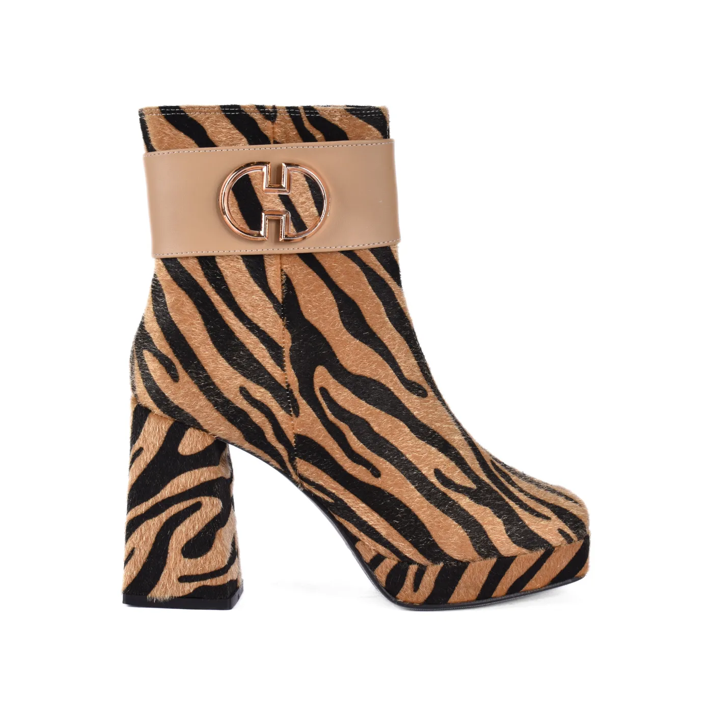 Printed Ankle Boots With Zipper