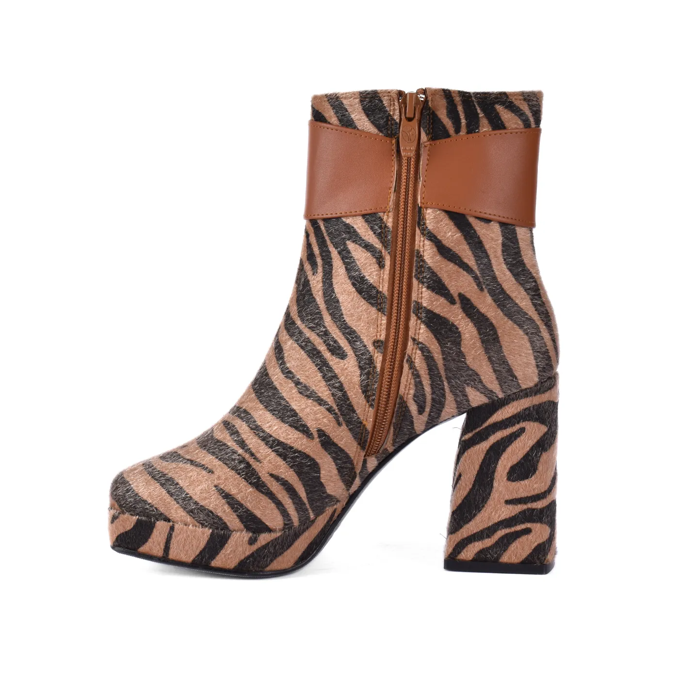 Printed Ankle Boots With Zipper
