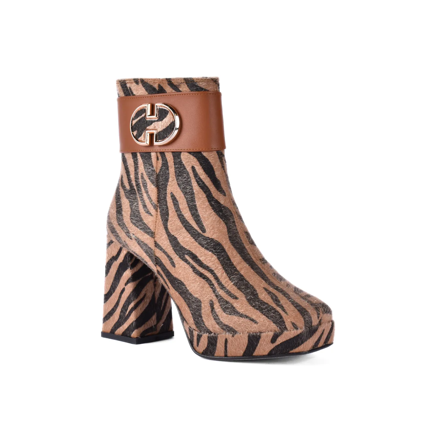 Printed Ankle Boots With Zipper
