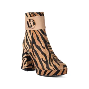 Printed Ankle Boots With Zipper