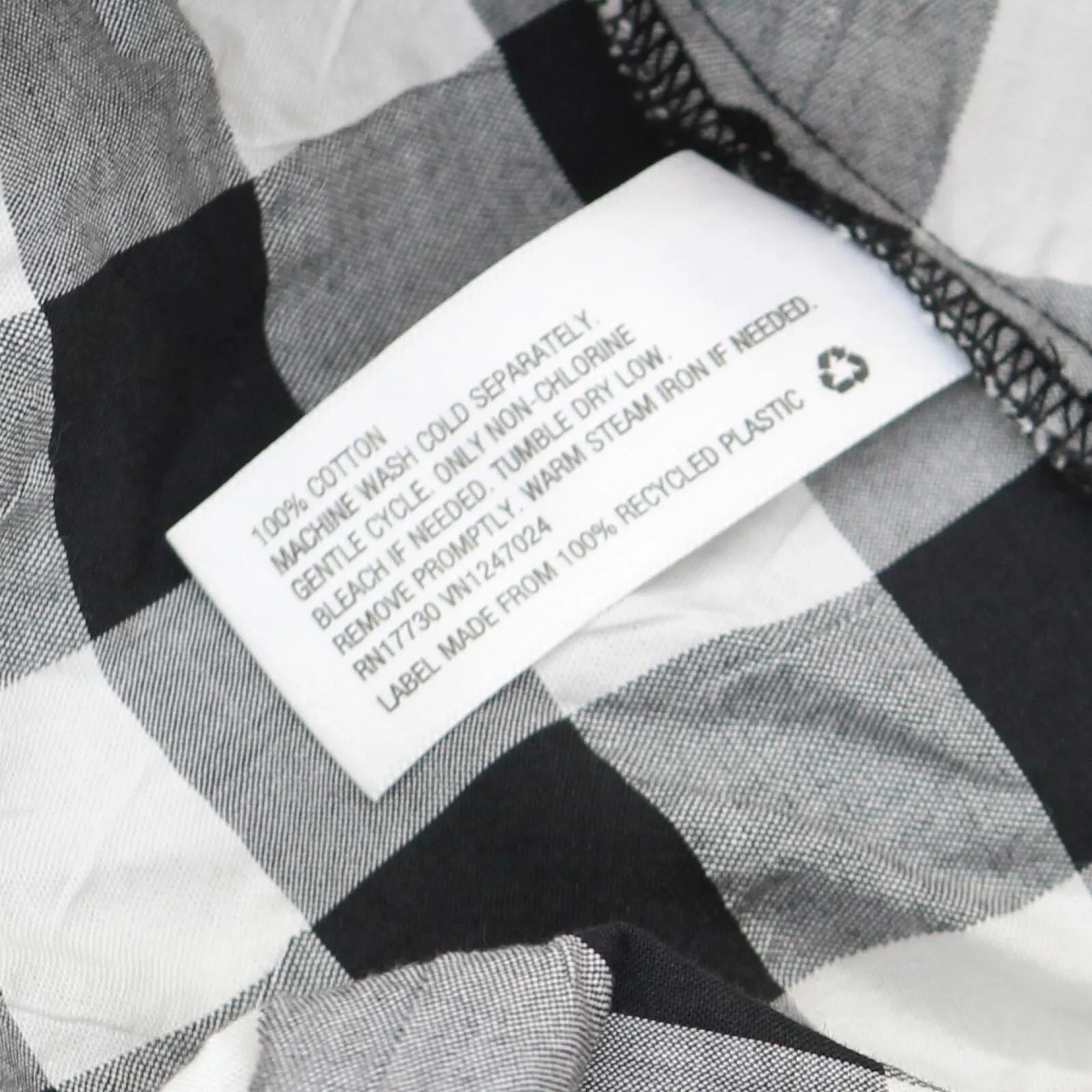 Private Label Women's Plus Size Gingham Button-Front Shirtdress Black / White 1X