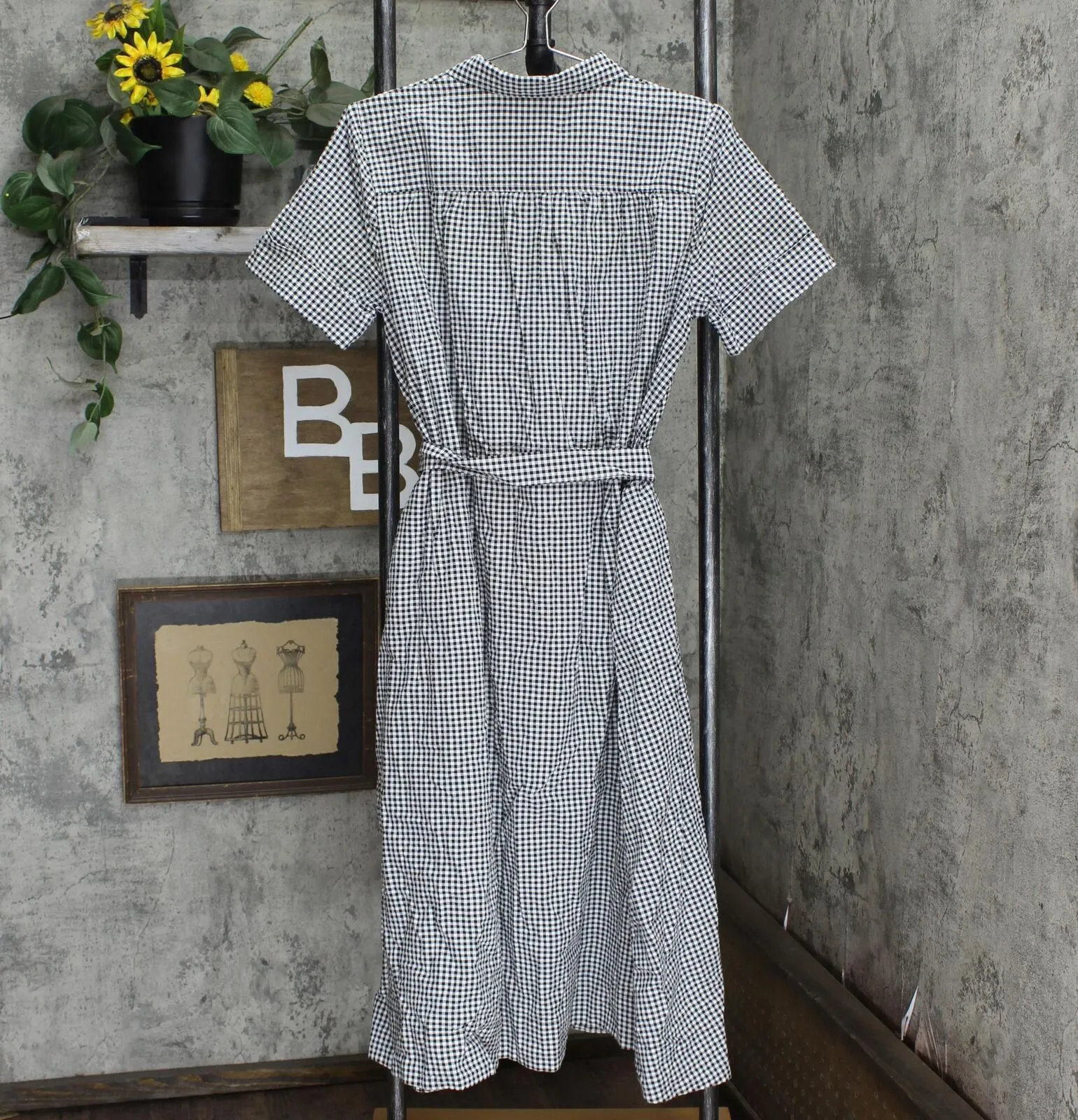 Private Label Women's Small Gingham Button-Front Shirtdress PDD-118
