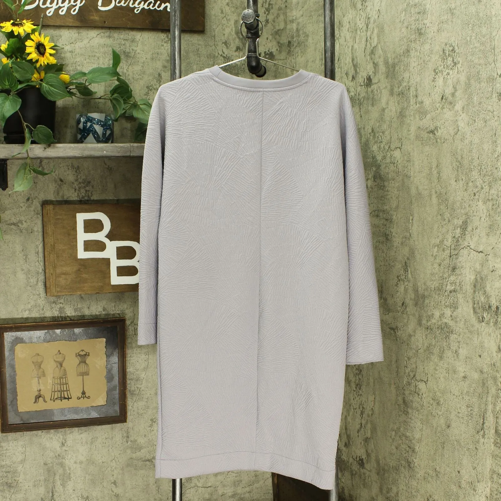 Prologue Women's Long Sleeve Boxy Crewneck Textured Dress