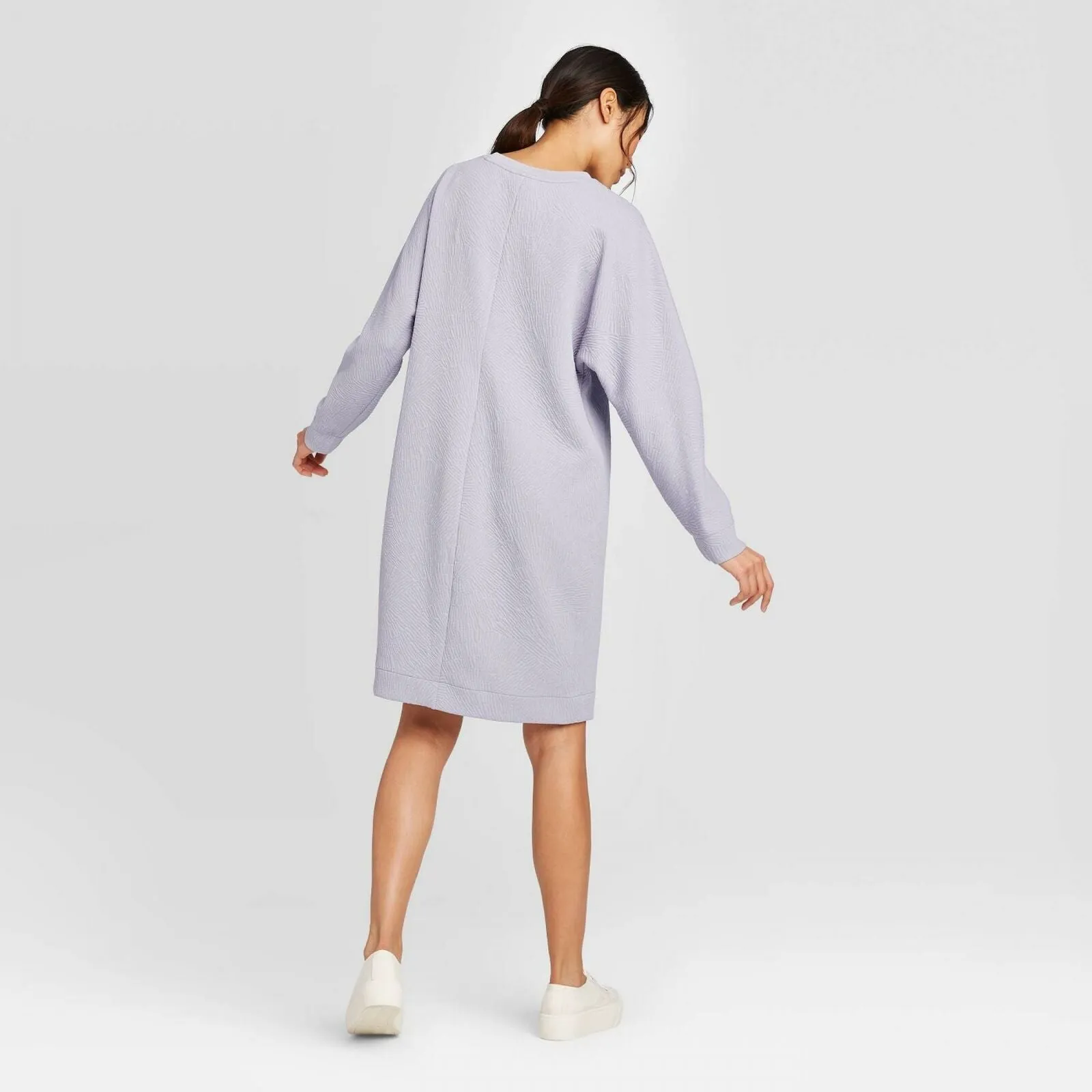 Prologue Women's Long Sleeve Boxy Crewneck Textured Dress