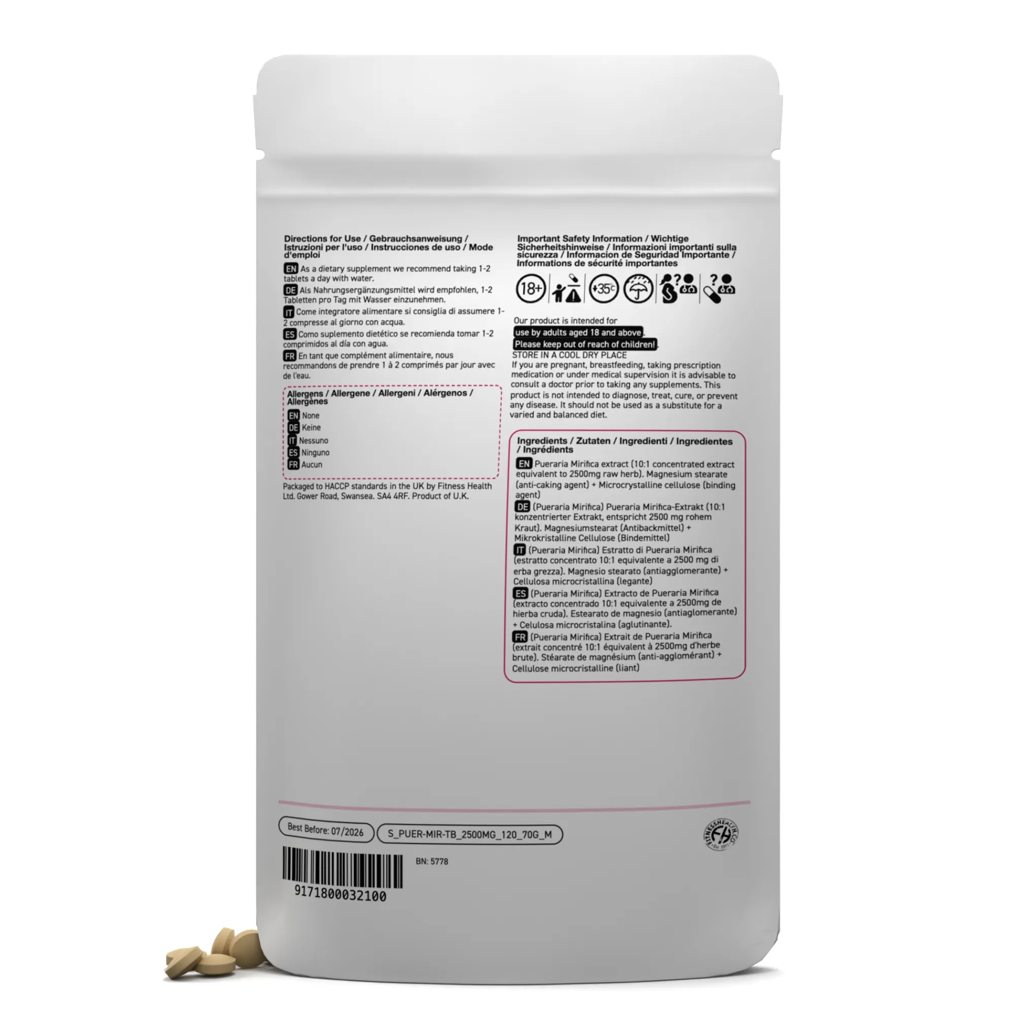 Pueraria Mirifica 2500mg Tablets Vegan - 365 Tablets - 20% DISCOUNT