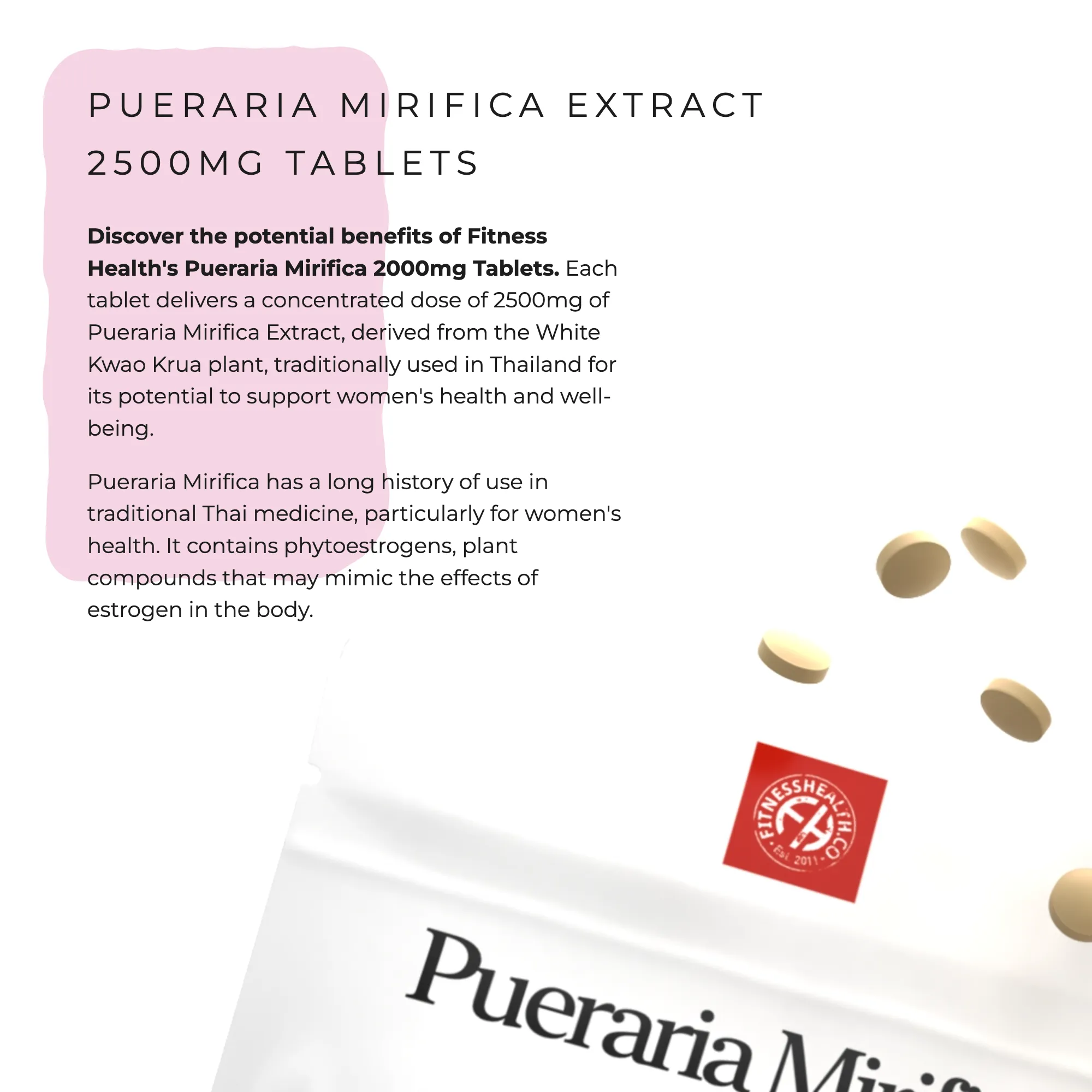 Pueraria Mirifica 2500mg Tablets Vegan - 365 Tablets - 20% DISCOUNT