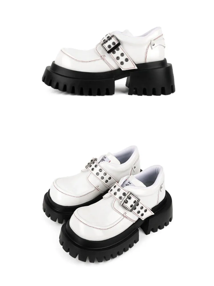 Punk Style Metal Eyelet Buckle Strap Platform Loafers【s0000011893】