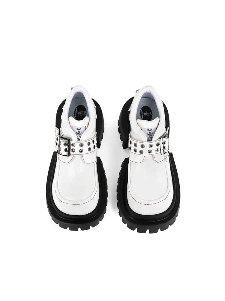 Punk Style Metal Eyelet Buckle Strap Platform Loafers【s0000011893】