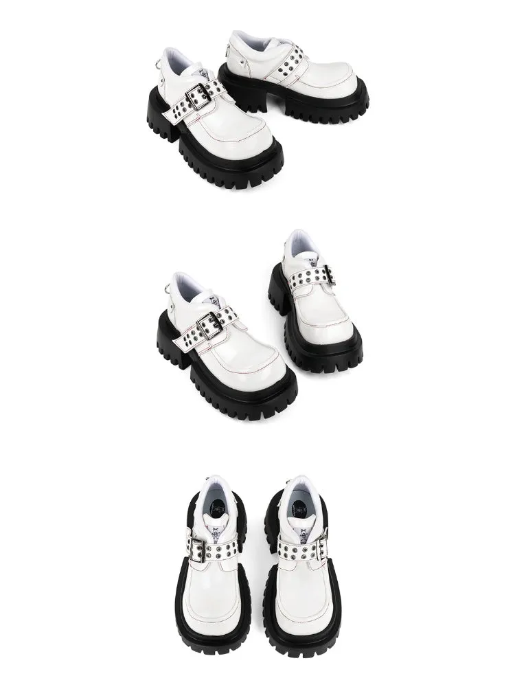 Punk Style Metal Eyelet Buckle Strap Platform Loafers【s0000011893】