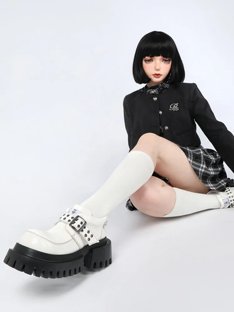 Punk Style Metal Eyelet Buckle Strap Platform Loafers【s0000011893】
