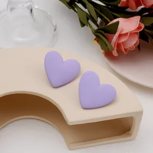 Purple Acrylic Heart Stud Earrings