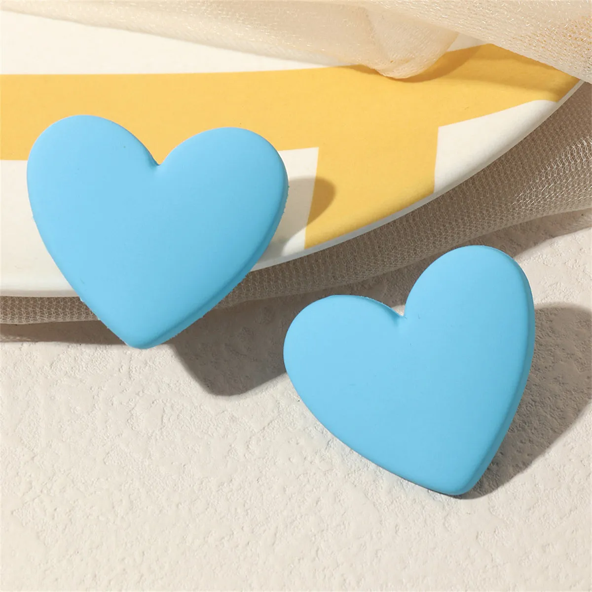 Purple Acrylic Heart Stud Earrings