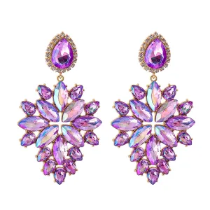 Purple Crystal & Cubic Zirconia Marquise-Cut Drop Earrings