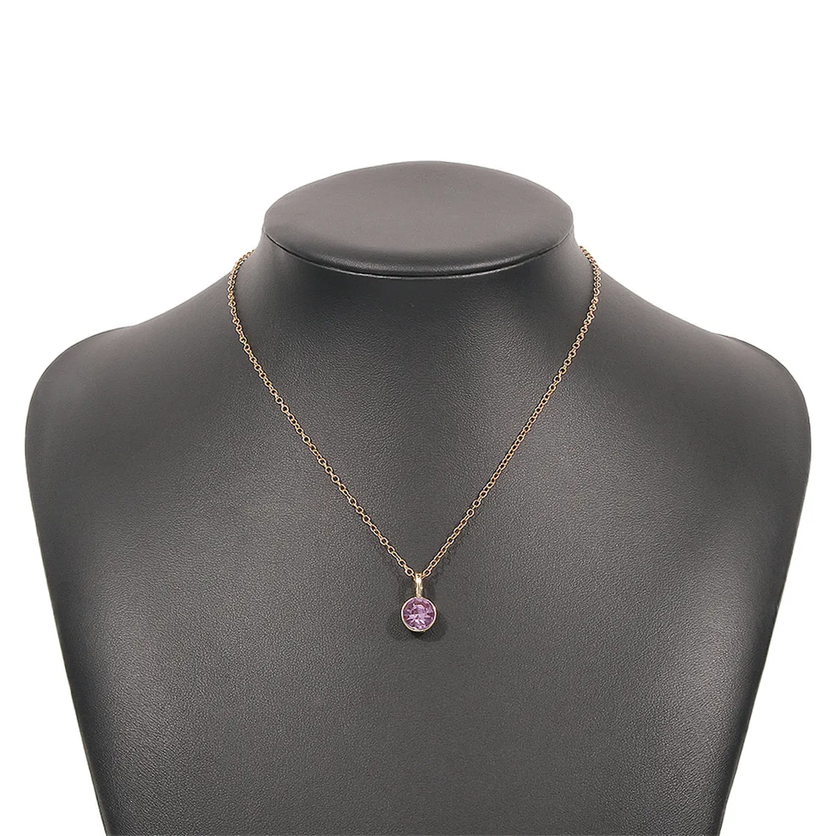 Purple Cubic Zirconia & 18K Gold-Plated Circle Pendant Necklace