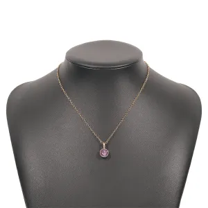 Purple Cubic Zirconia & 18K Gold-Plated Circle Pendant Necklace