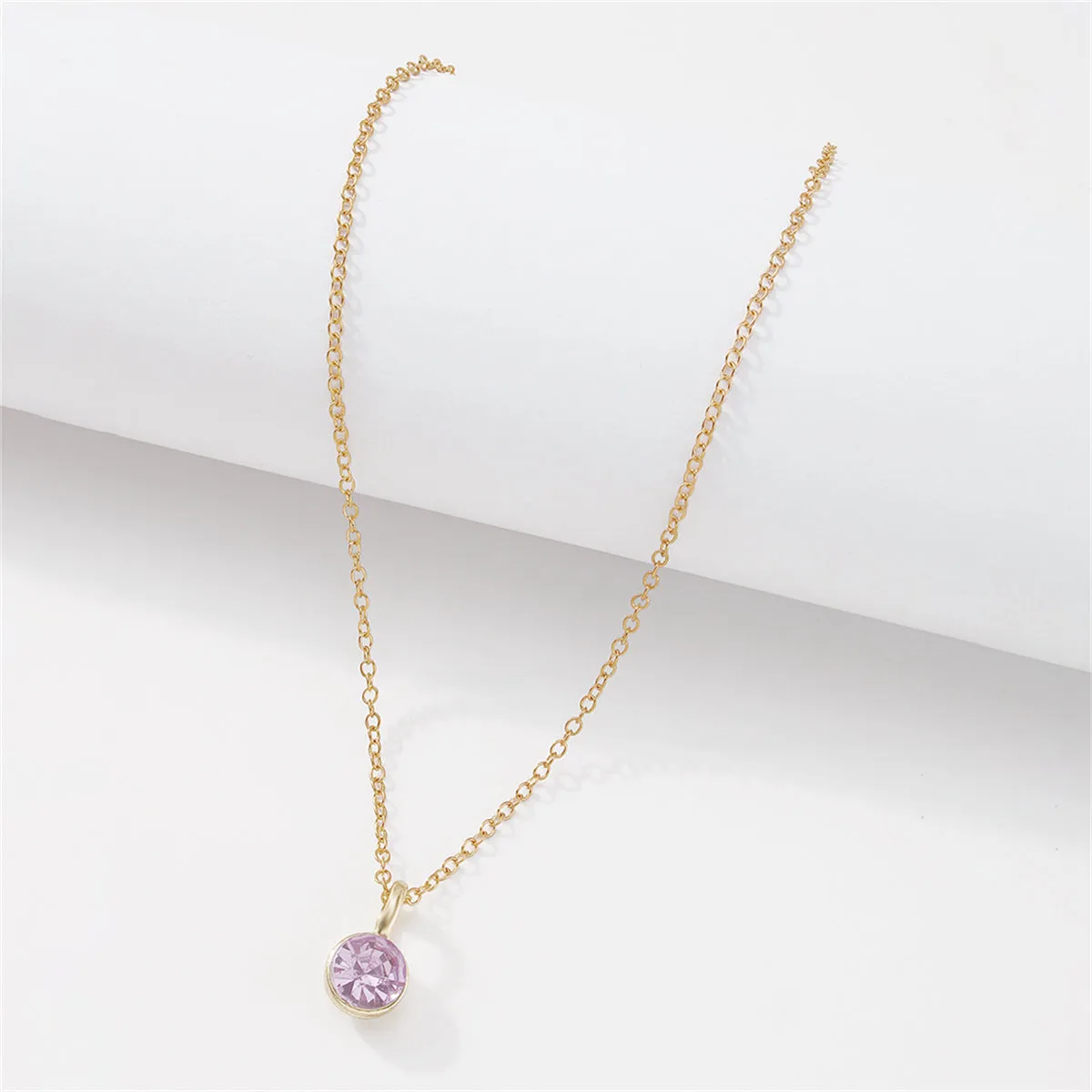Purple Cubic Zirconia & 18K Gold-Plated Circle Pendant Necklace