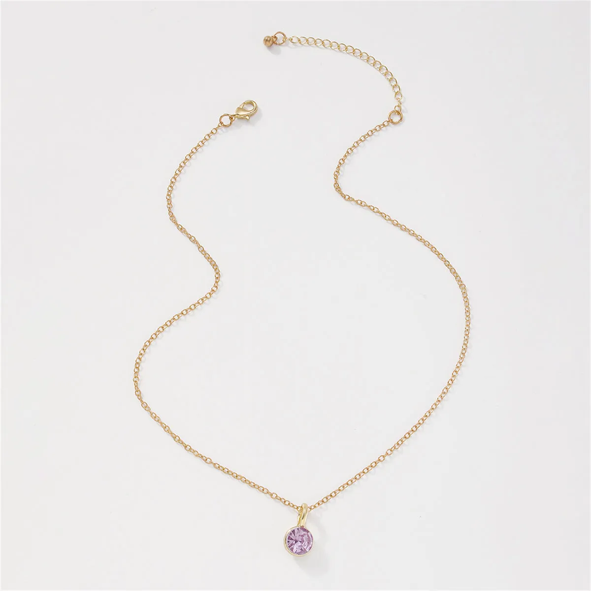 Purple Cubic Zirconia & 18K Gold-Plated Circle Pendant Necklace
