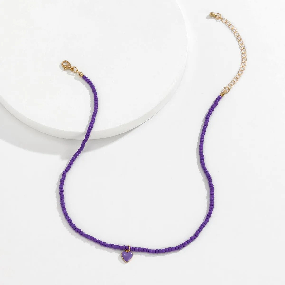 Purple Howlite & Enamel 18K Gold-Plated Heart Necklace