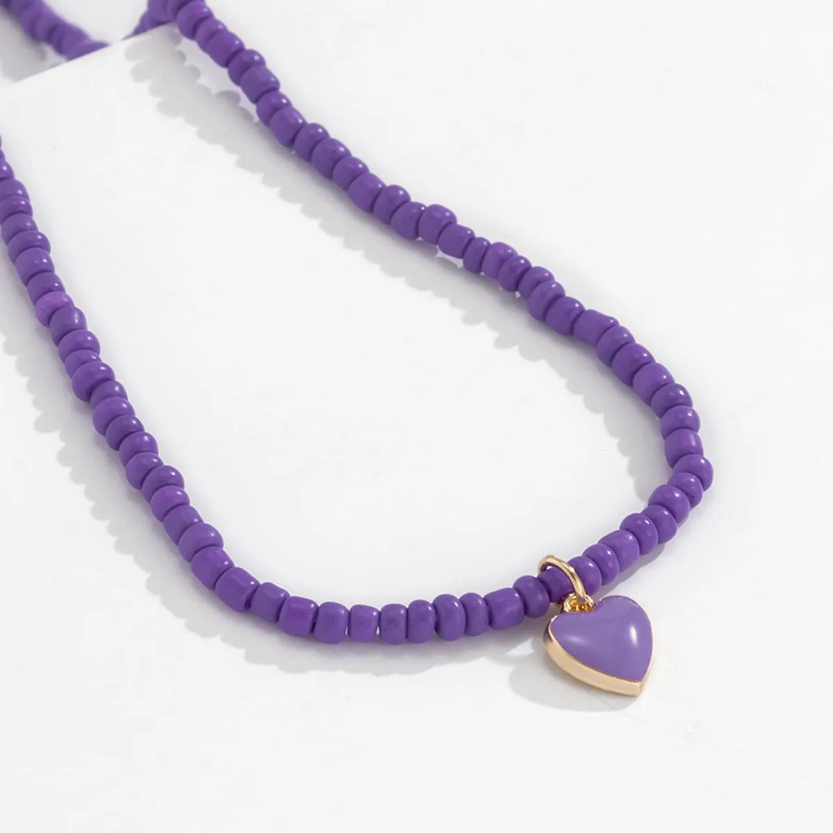 Purple Howlite & Enamel 18K Gold-Plated Heart Necklace
