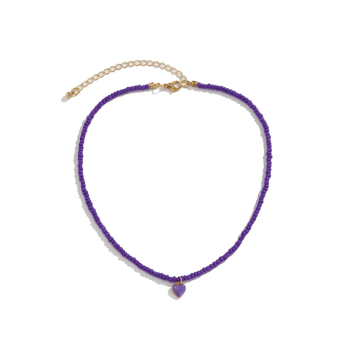 Purple Howlite & Enamel 18K Gold-Plated Heart Necklace