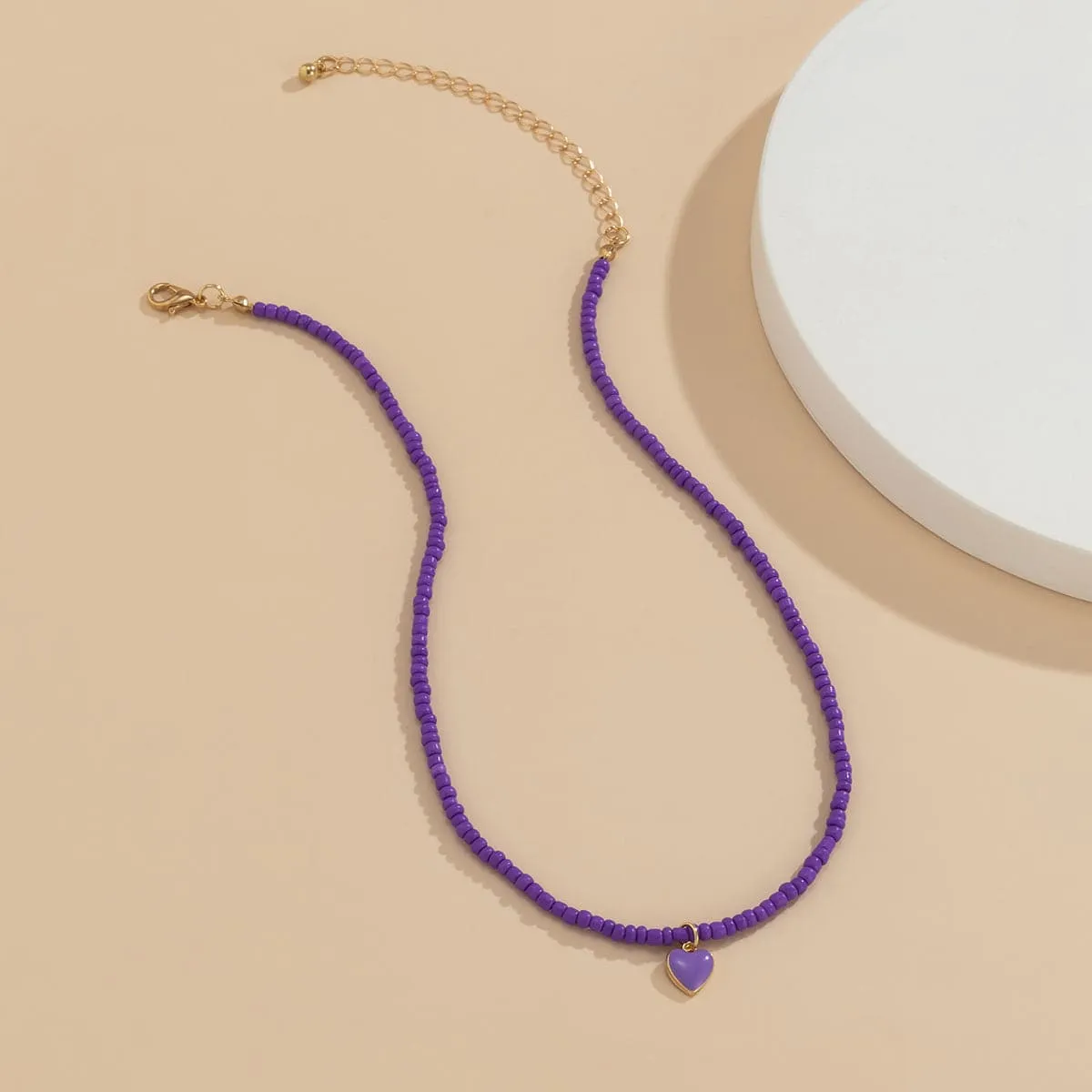 Purple Howlite & Enamel 18K Gold-Plated Heart Necklace