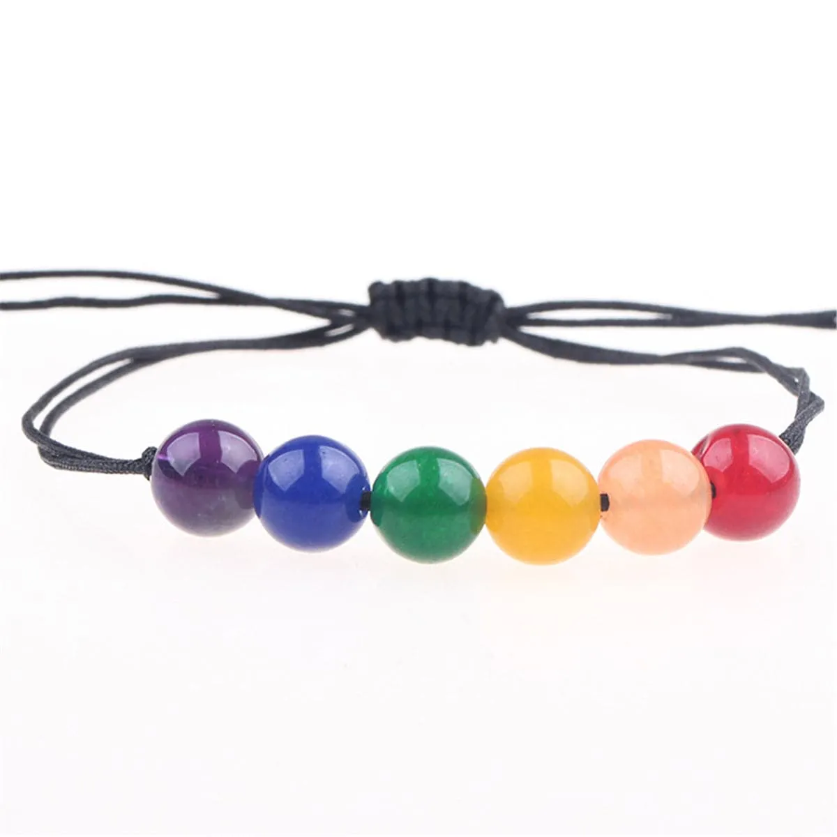 Rainbow Agate & Black Adjustable Beaded Bracelet