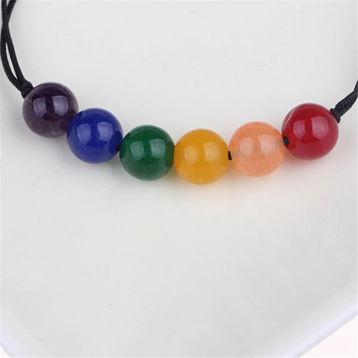 Rainbow Agate & Black Adjustable Beaded Bracelet