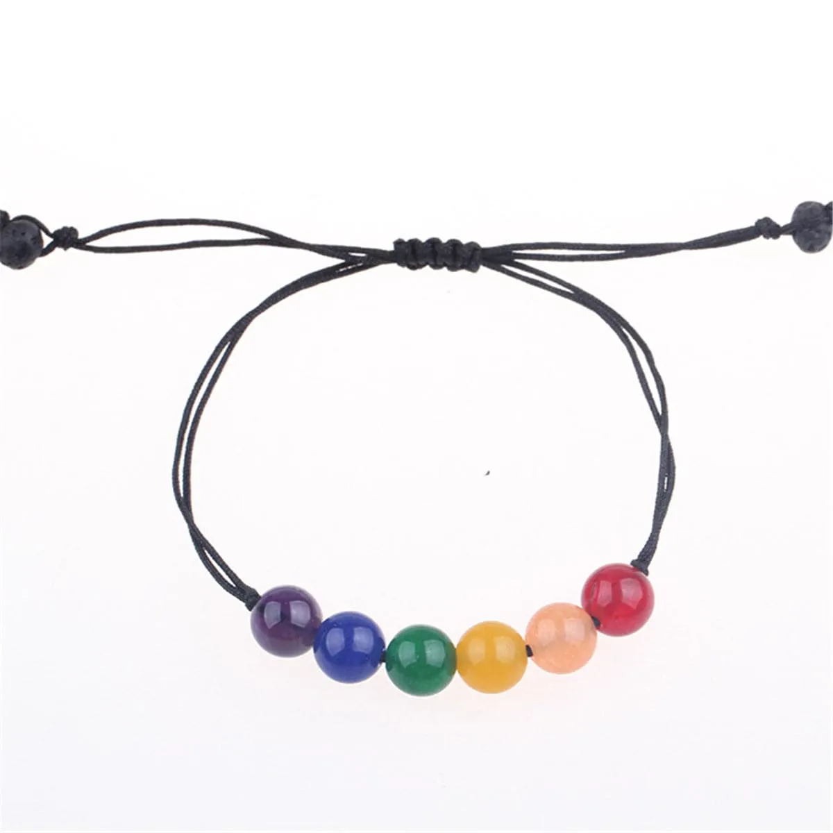 Rainbow Agate & Black Adjustable Beaded Bracelet