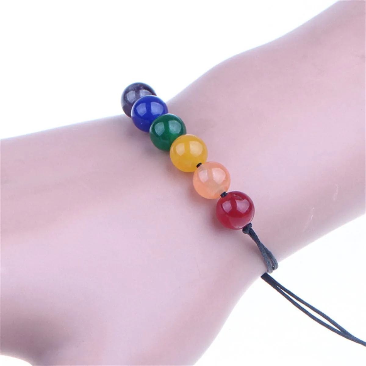 Rainbow Agate & Black Adjustable Beaded Bracelet