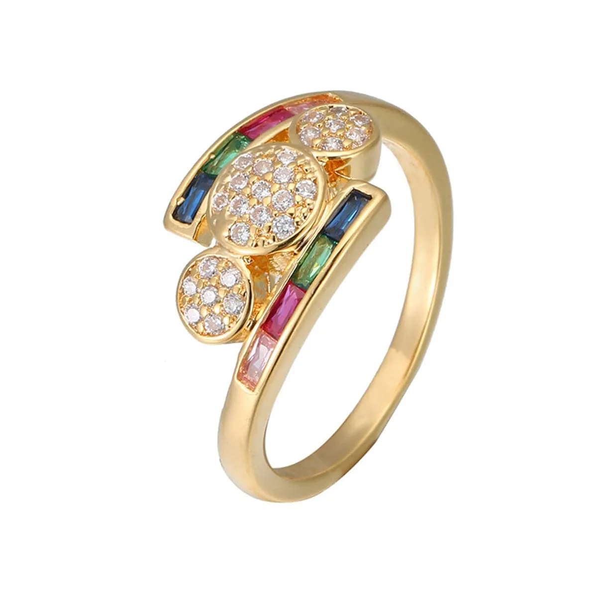 Rainbow Crystal & Cubic Zirconia Circles Ring