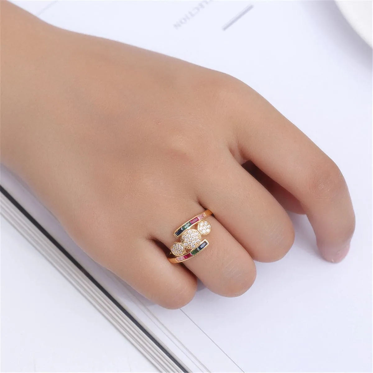 Rainbow Crystal & Cubic Zirconia Circles Ring