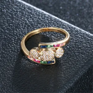 Rainbow Crystal & Cubic Zirconia Circles Ring