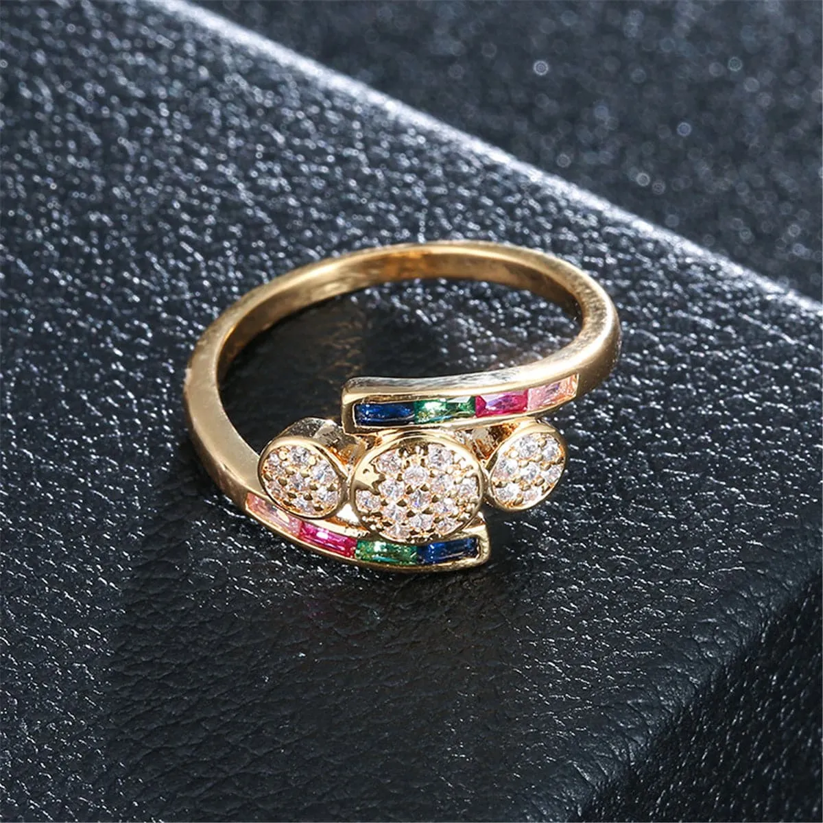 Rainbow Crystal & Cubic Zirconia Circles Ring