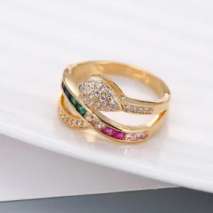 Rainbow Crystal & Cubic Zirconia Pear-Cut Ring