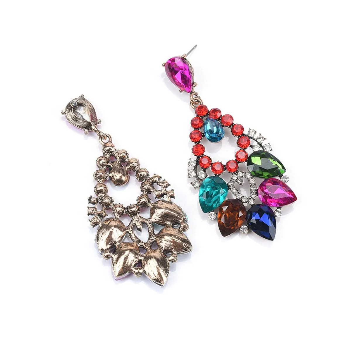 Rainbow Crystal & Cubic Zirconia Teardrop Earrings