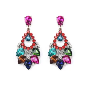 Rainbow Crystal & Cubic Zirconia Teardrop Earrings