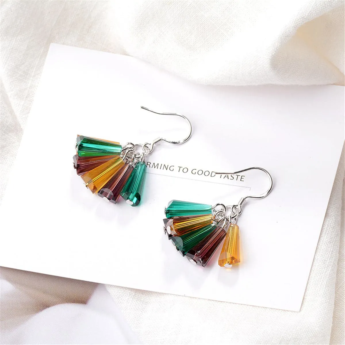 Rainbow Crystal & Silver-Plated Drop Earrings