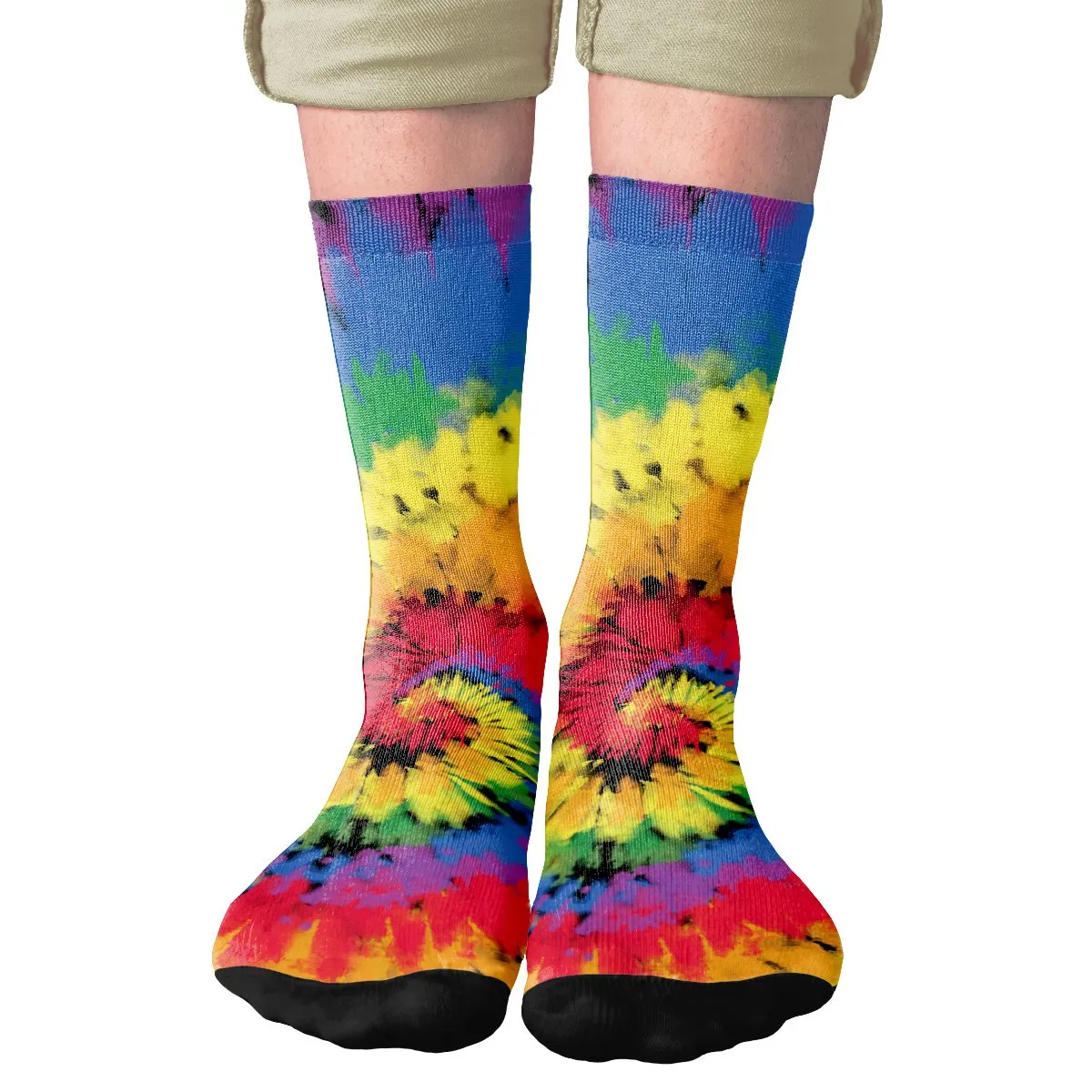 Rainbow Tie Dye Adult Crew Socks