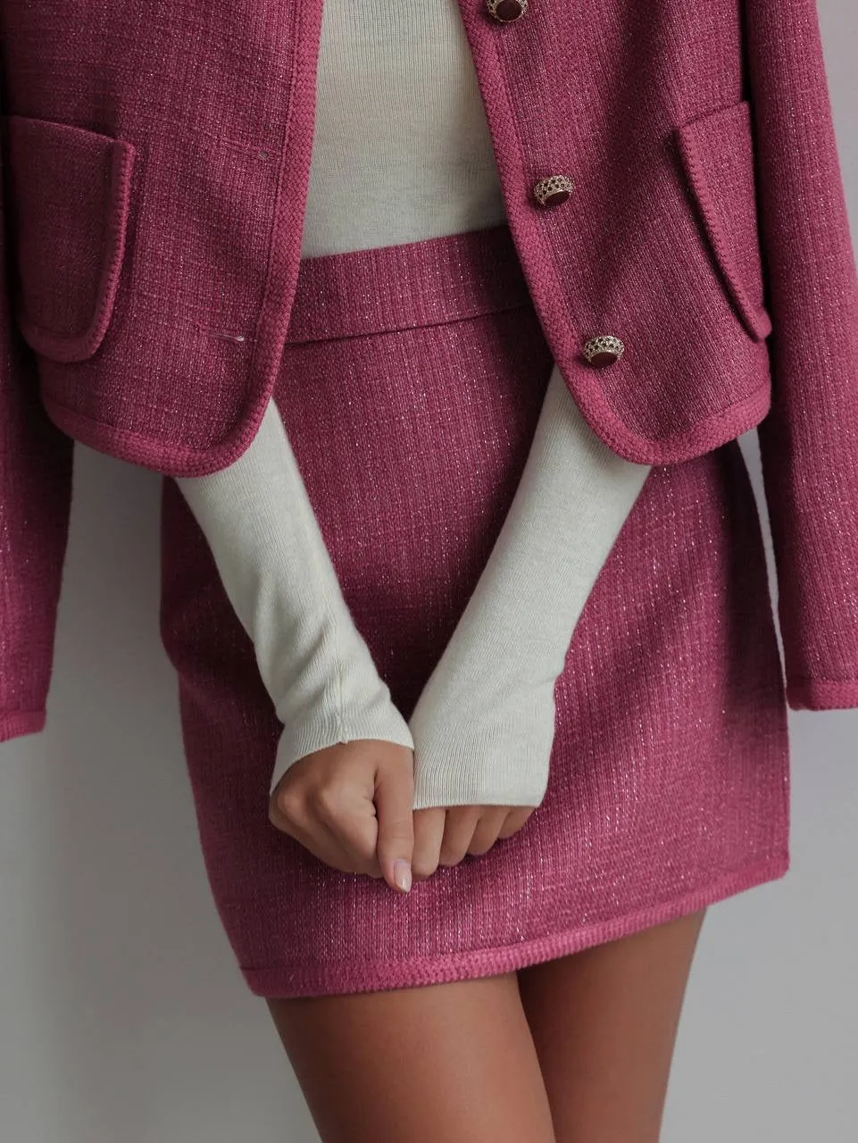 Raspberry Tweed Two-Piece Suit