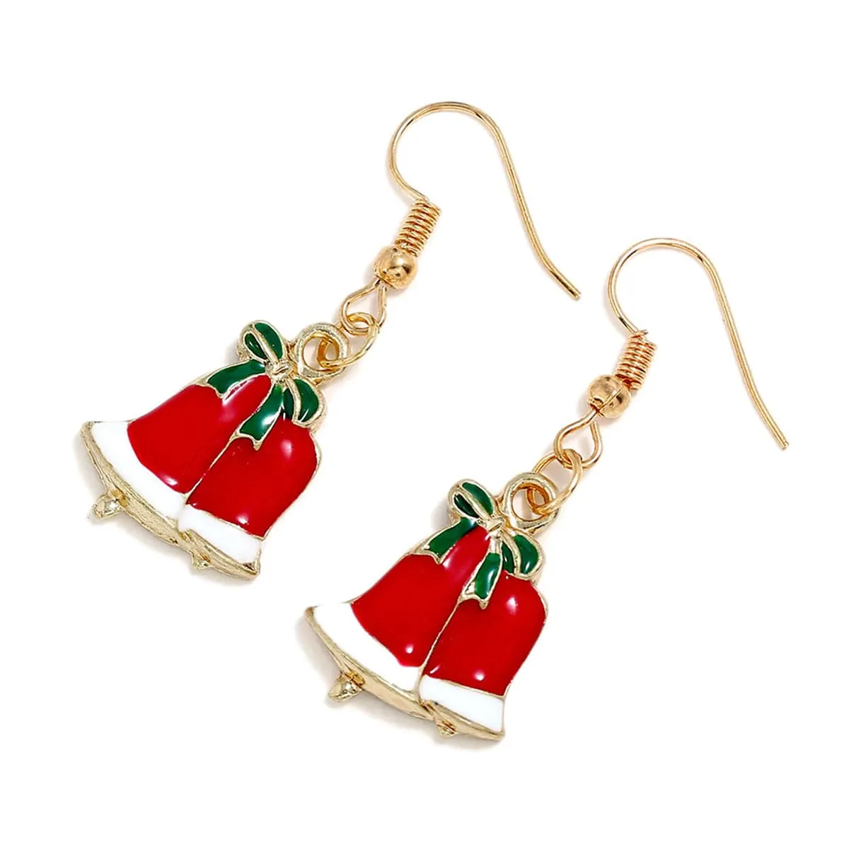 Red & 18K Gold-Plated Dual Bell Drop Earrings