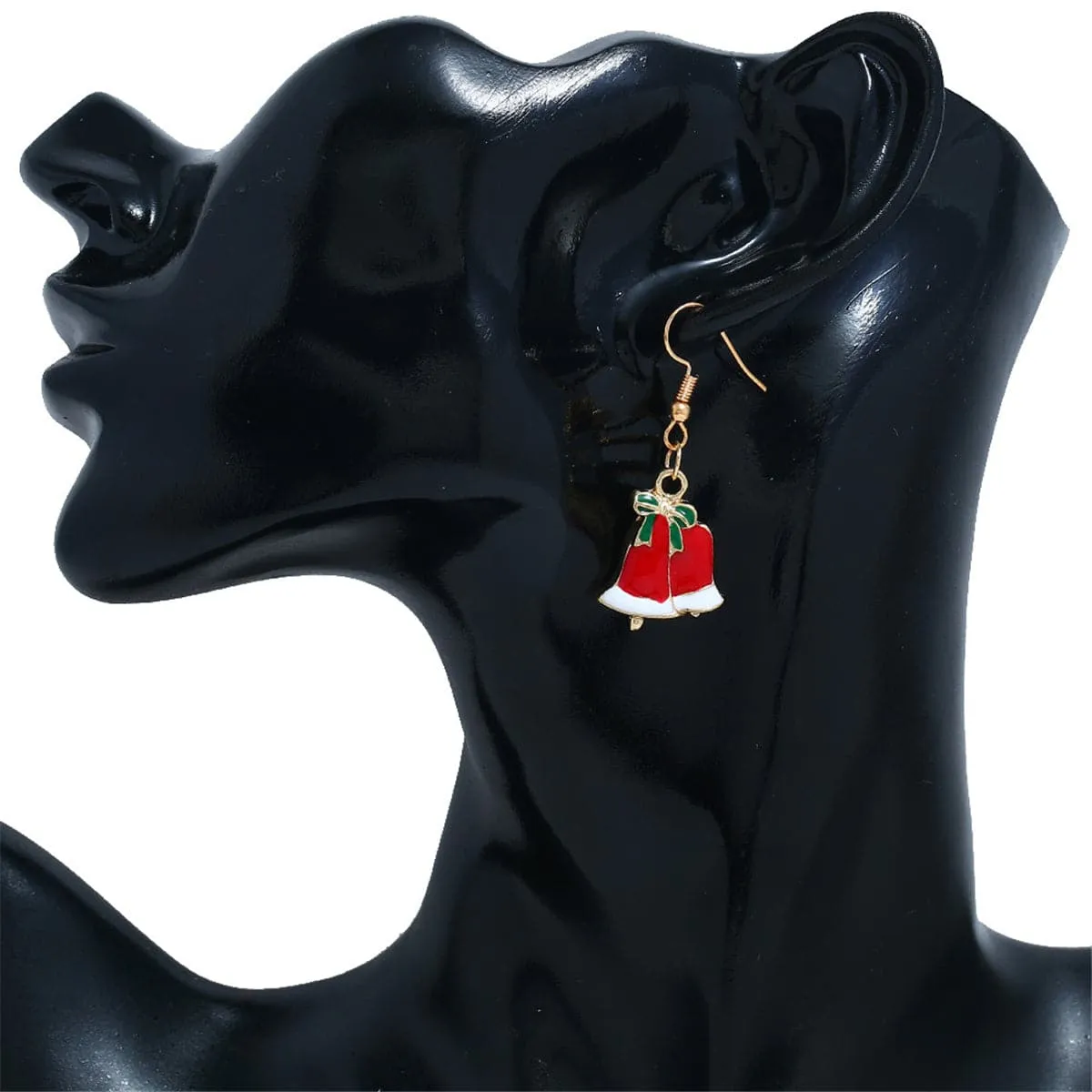 Red & 18K Gold-Plated Dual Bell Drop Earrings