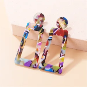 Red & Blue Abstract Ladder Drop Earrings