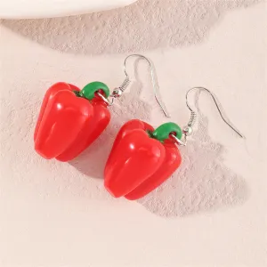 Red & Green Pepper Drop Earrings