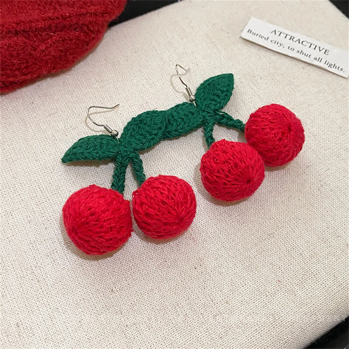 Red & Green Silver-Plated Cherry Drop Earrings