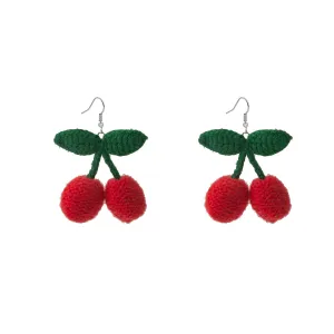 Red & Green Silver-Plated Cherry Drop Earrings